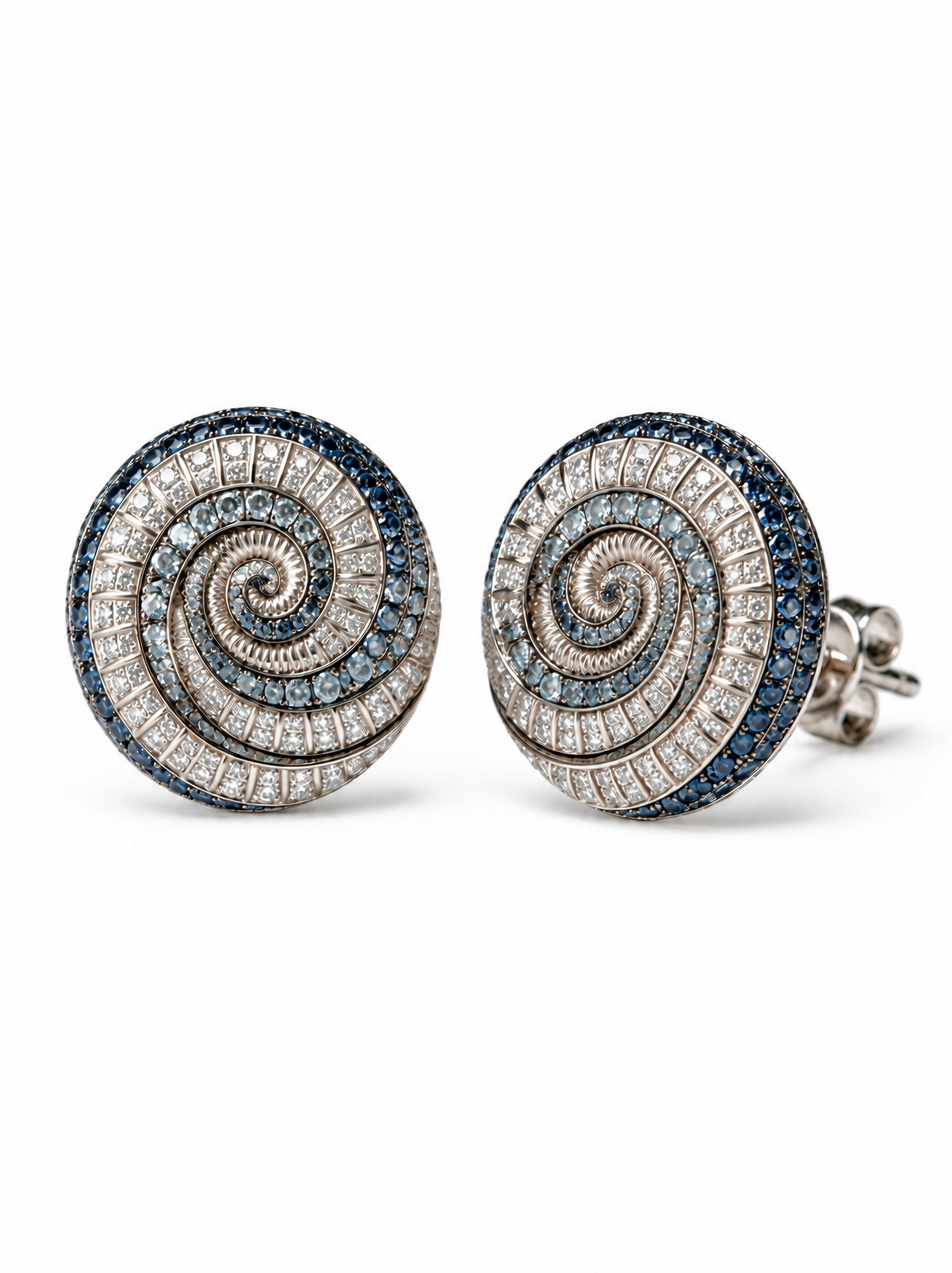 Naturalia Diamond and Sapphire Pavé Swirl Earrings