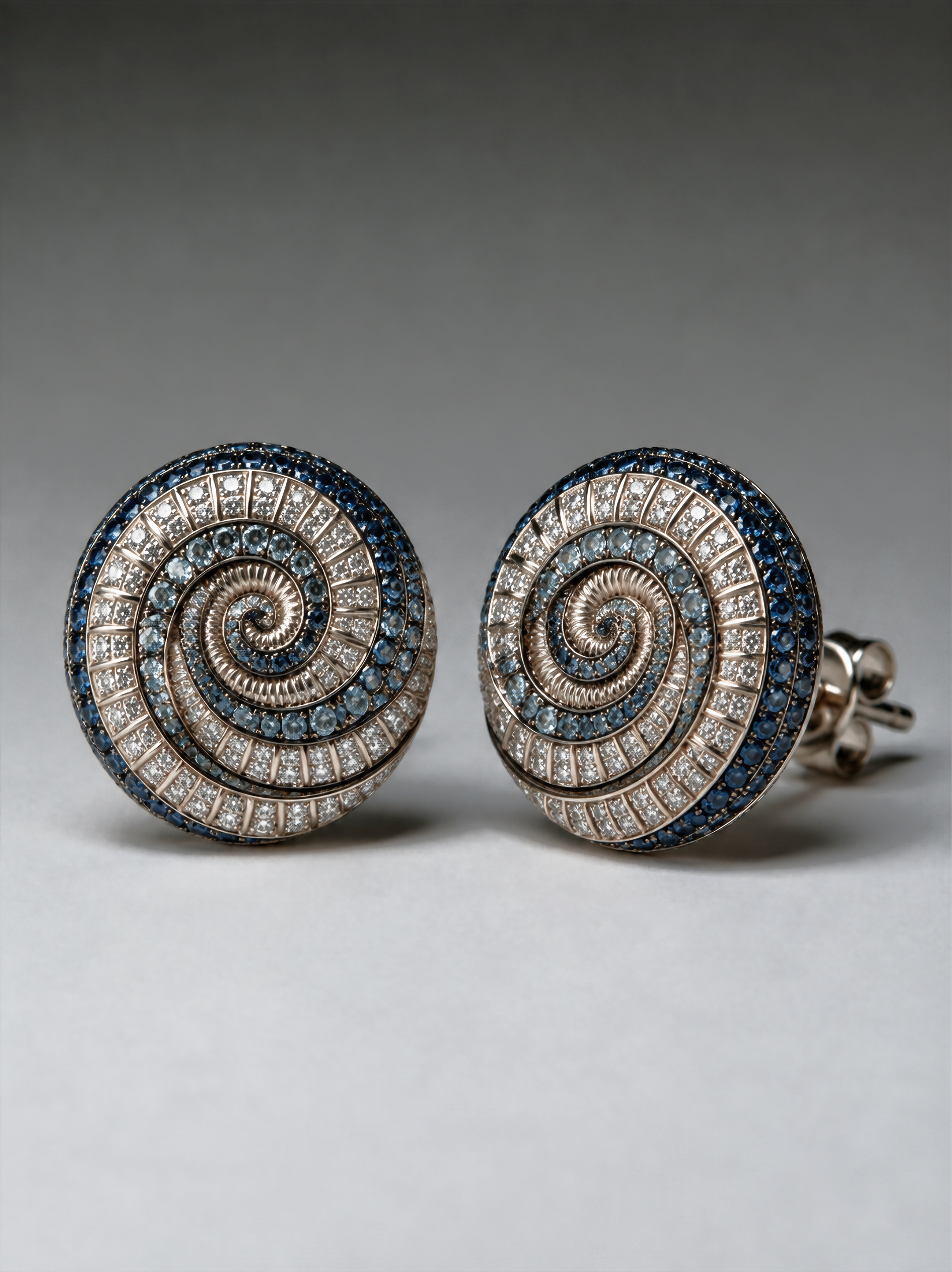 Naturalia Diamond and Sapphire Pavé Swirl Earrings
