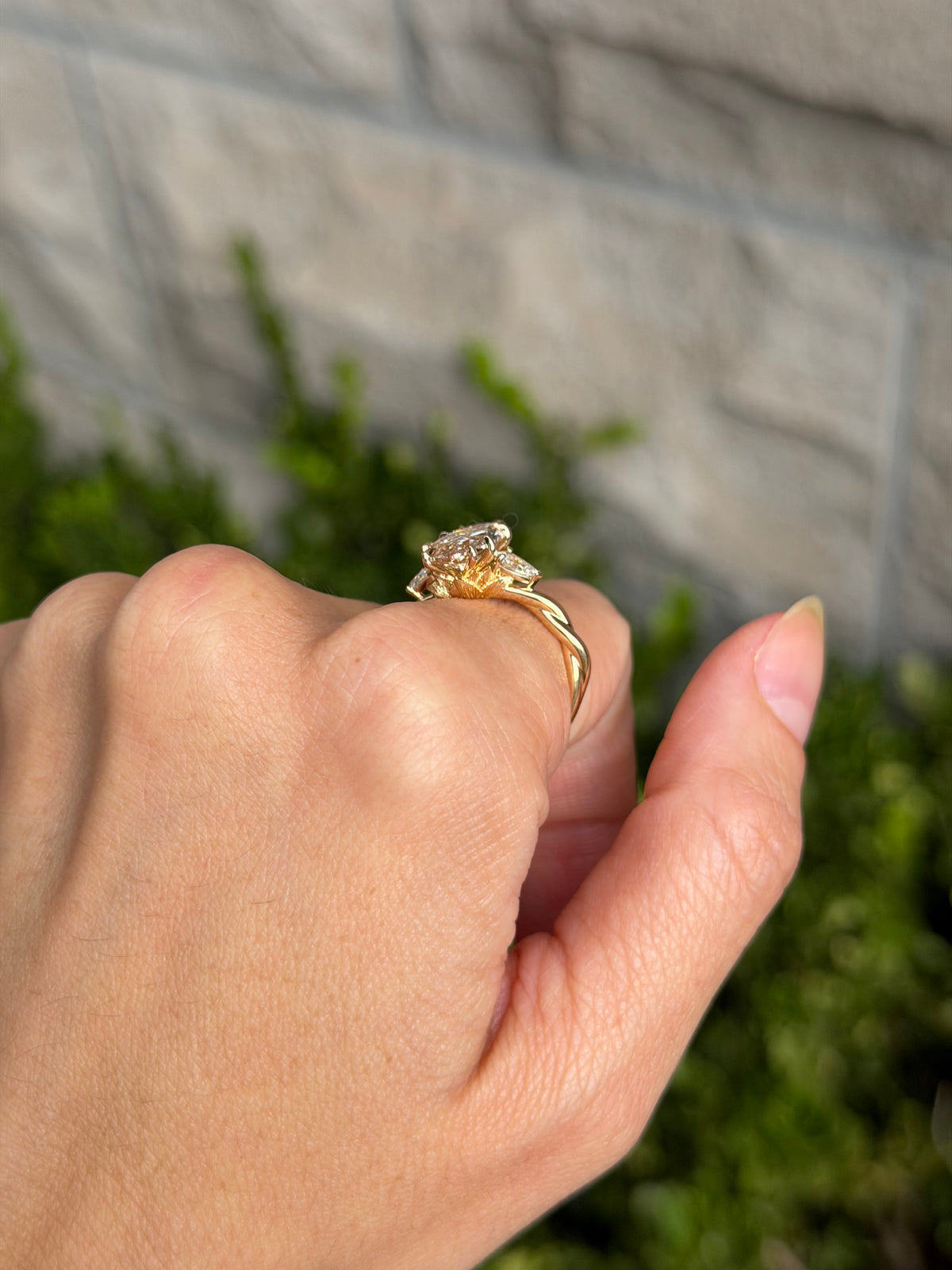 Lotus Basket Three Stone Ring