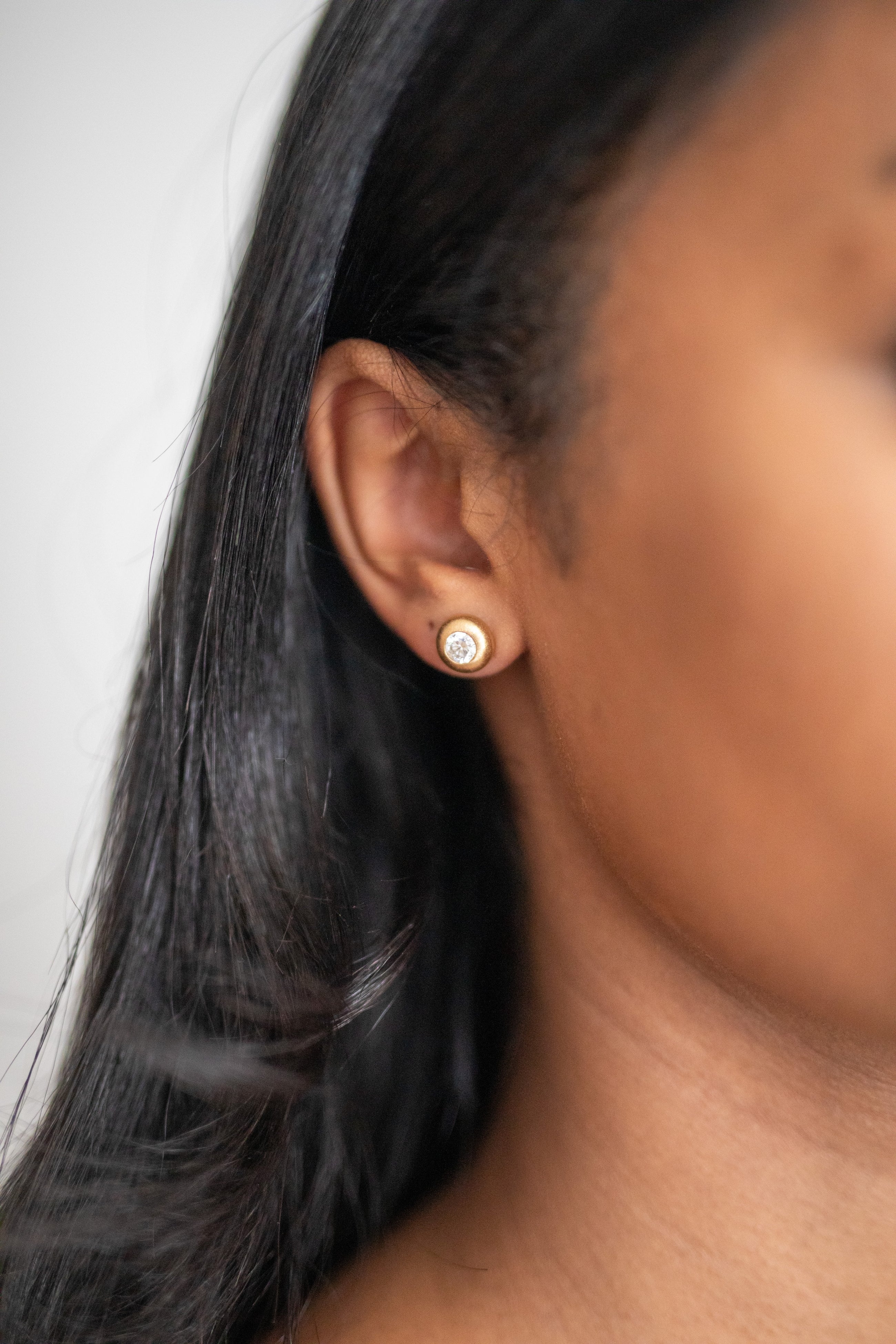 Tapestry White Gold Button Earrings – Large