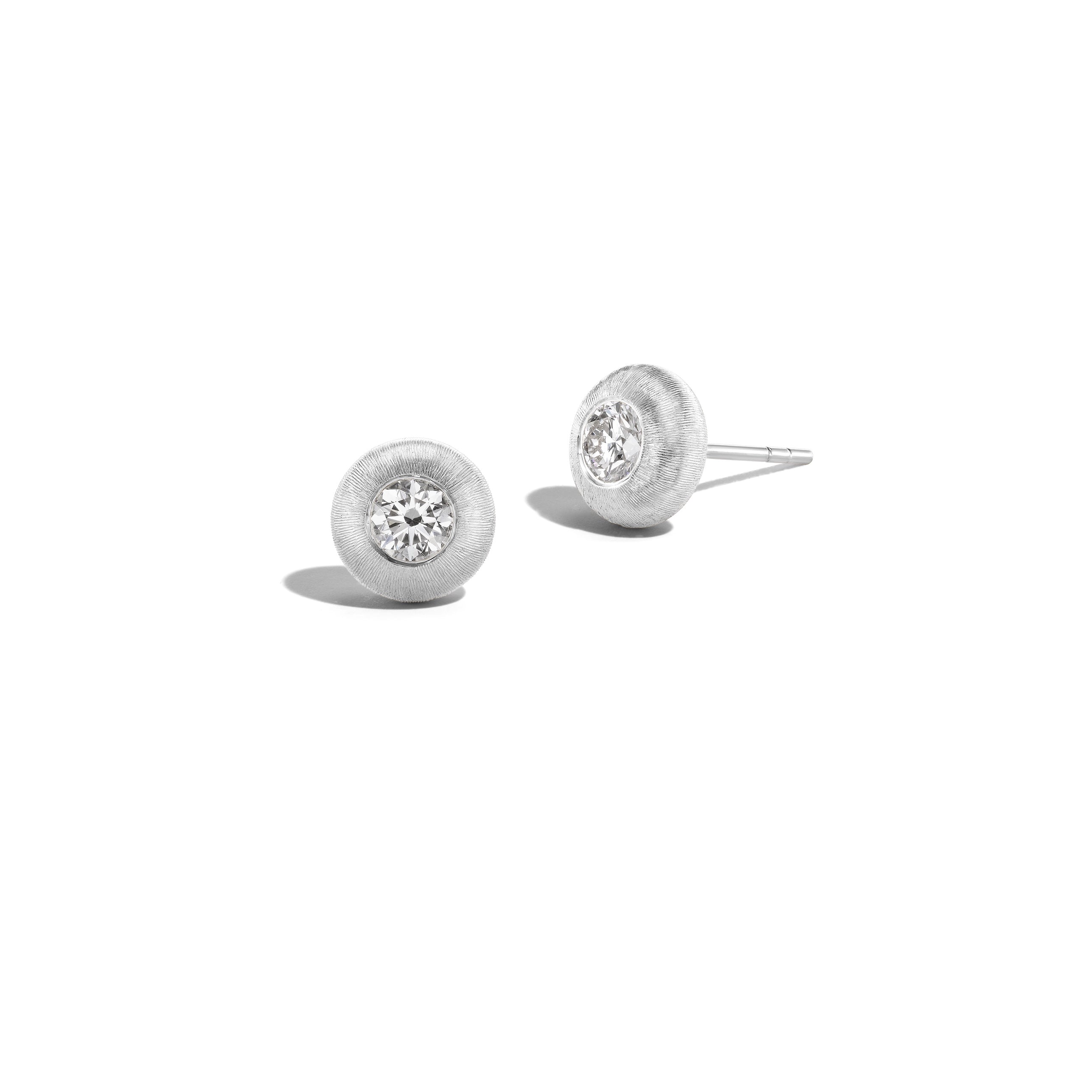 Tapestry White Gold Button Earrings – Small