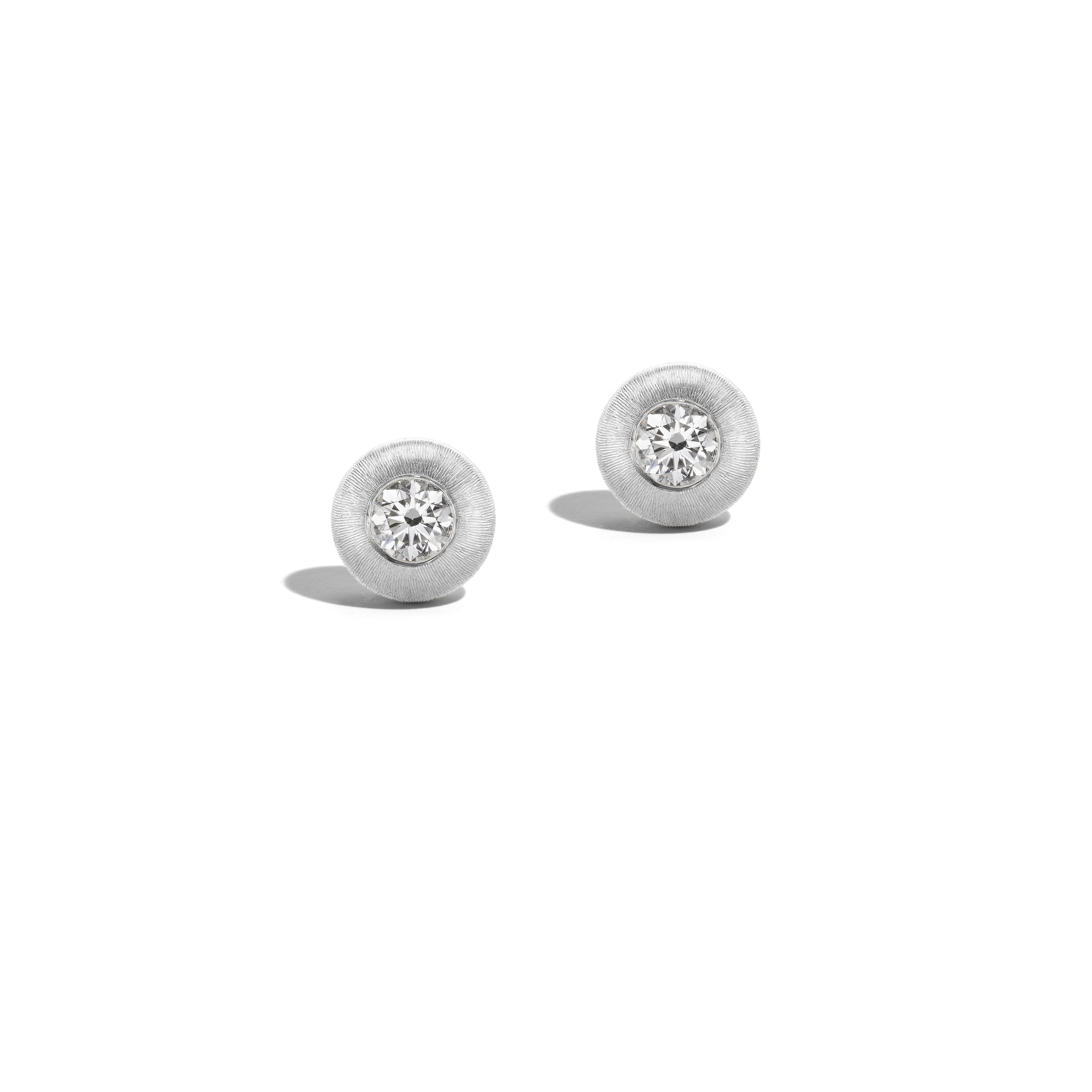 Tapestry White Gold Button Earrings – Small
