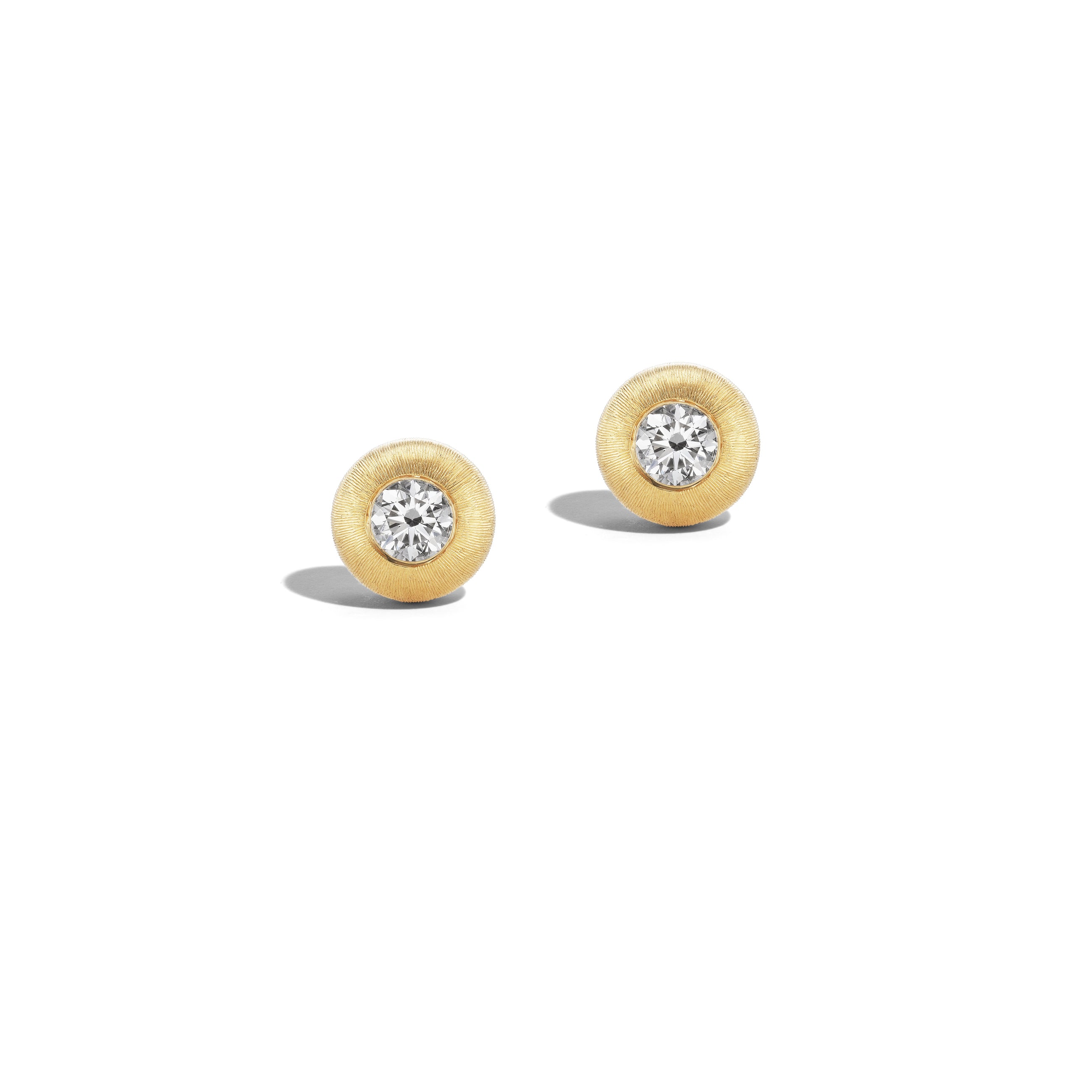 Tapestry Yellow Gold Button Earrings – Small