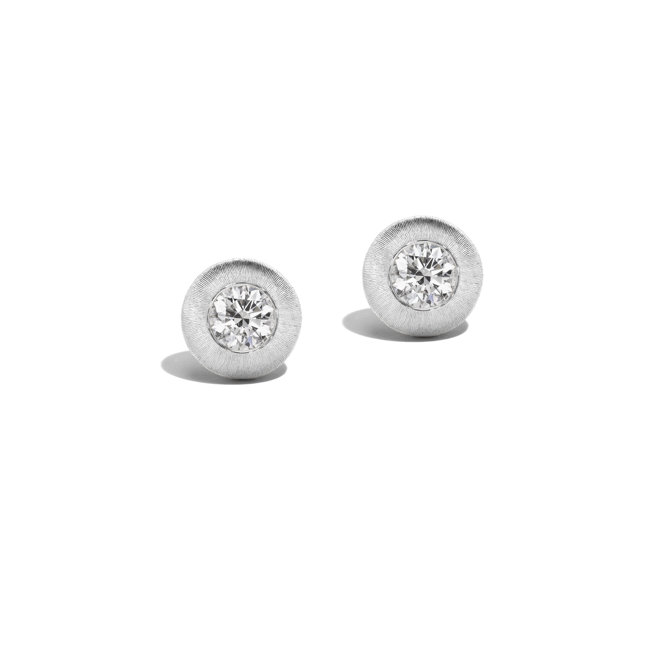 Tapestry White Gold Button Earrings – Large