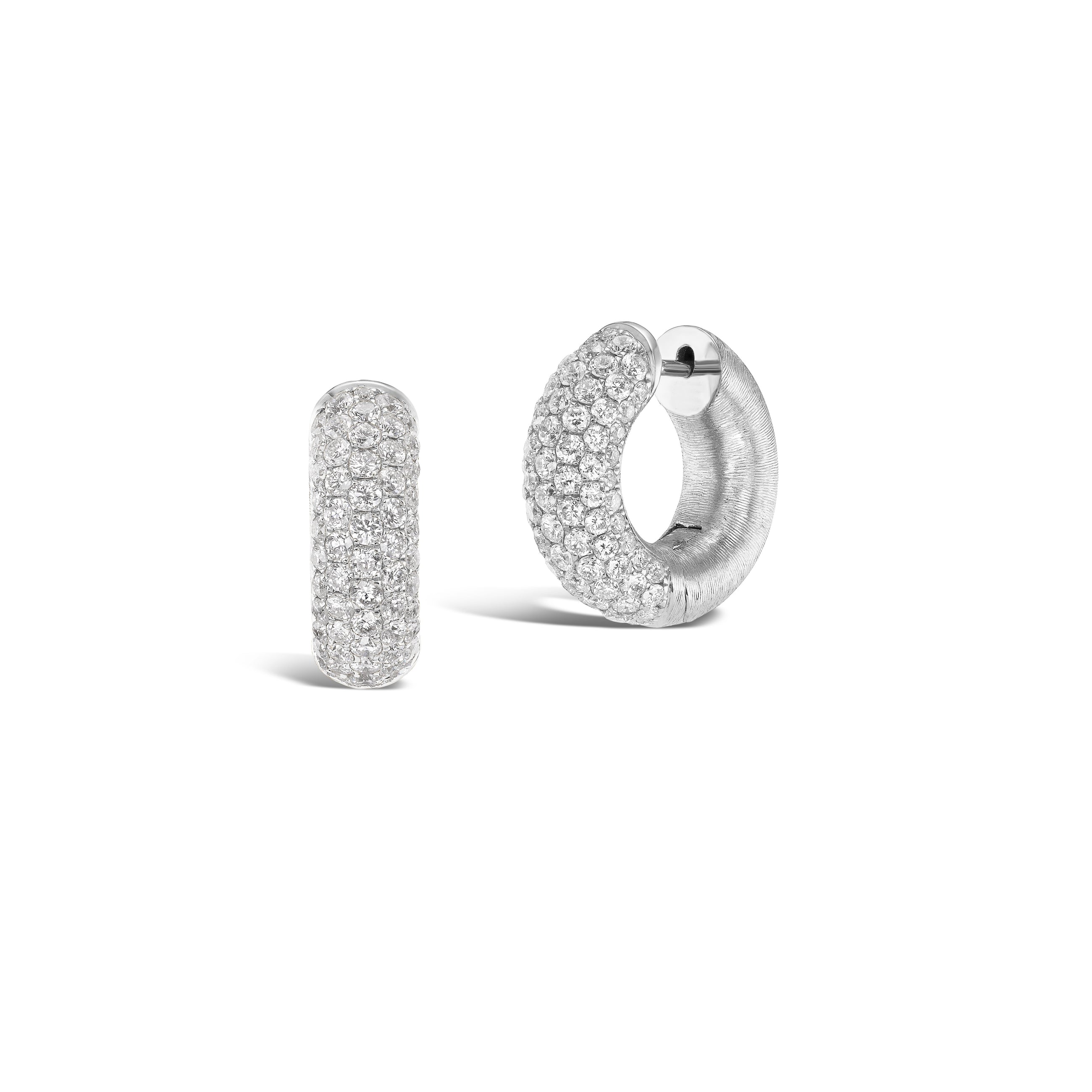 Tapestry White Gold Huggie Earrings