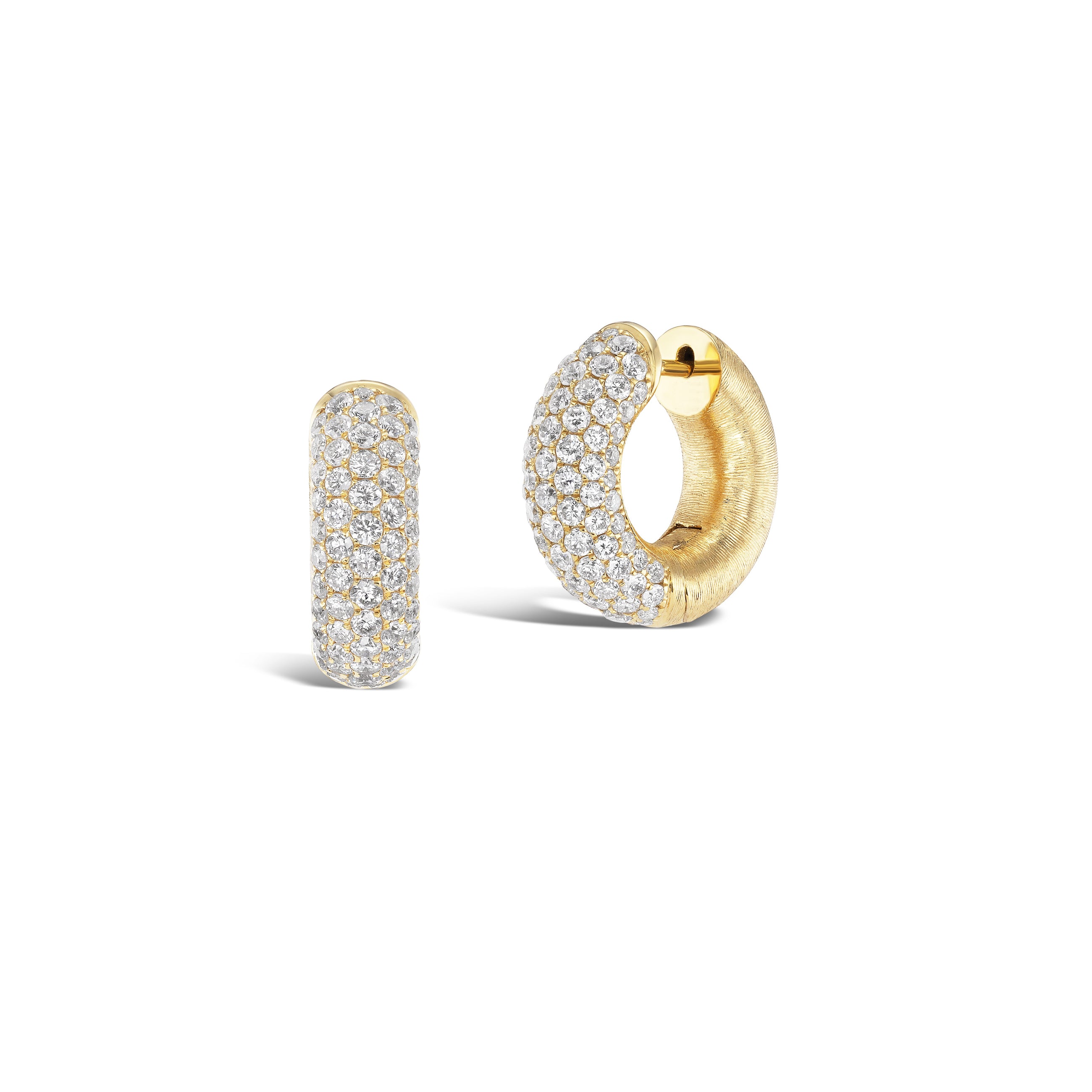 Tapestry Yellow Gold Huggie Earrings