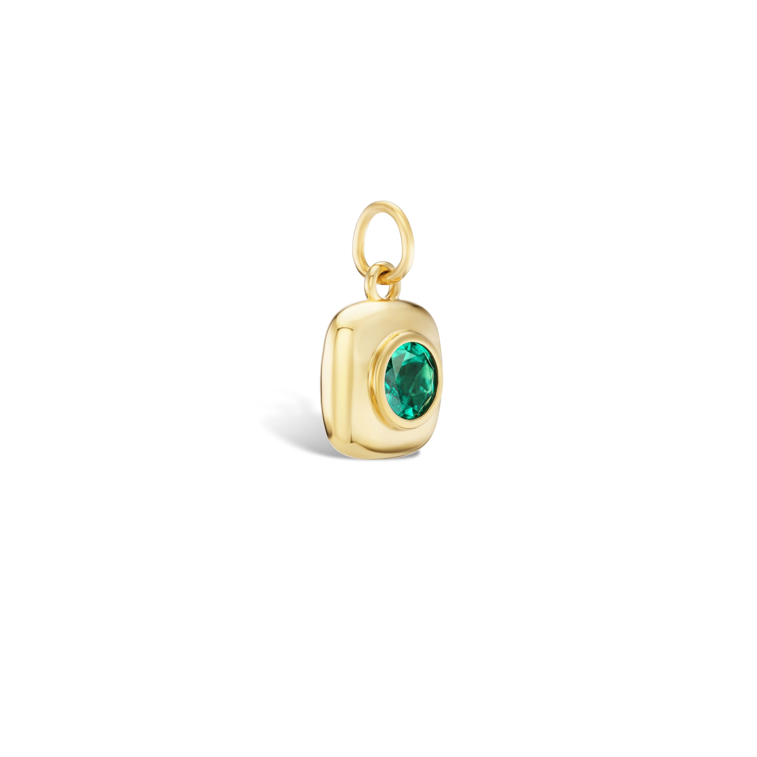 Gold and Emerald Button Pendant