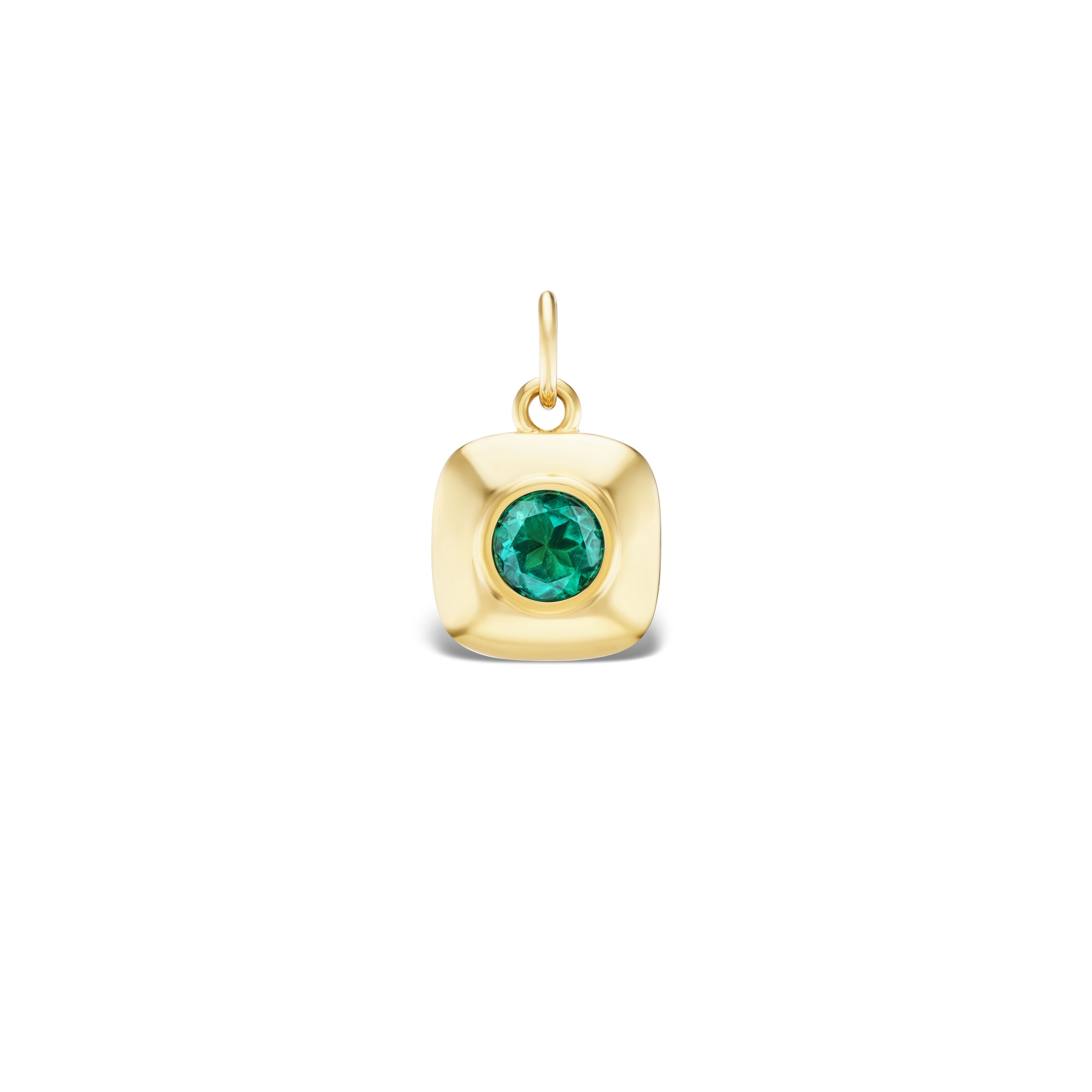 Gold and Emerald Button Pendant
