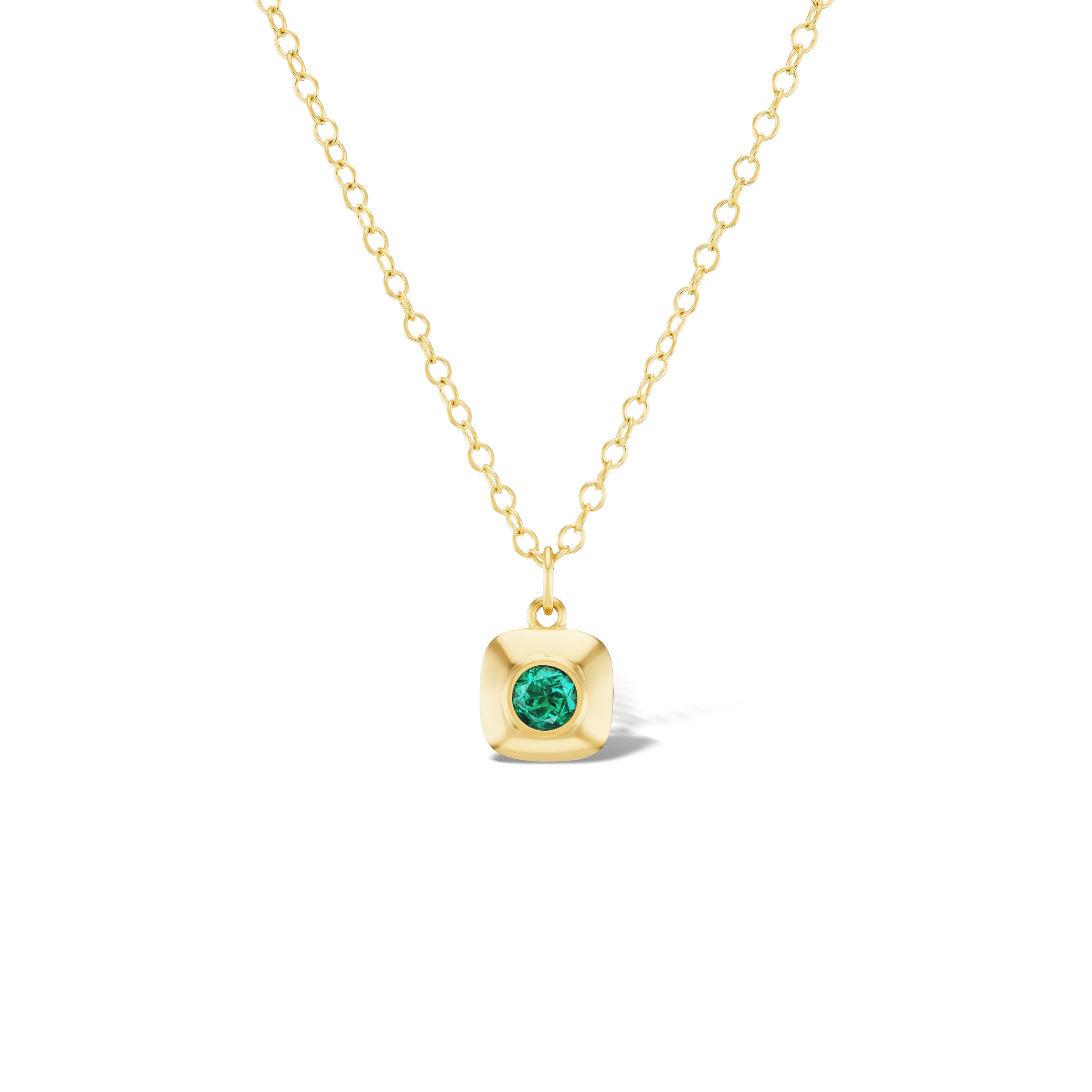 Gold and Emerald Button Necklace