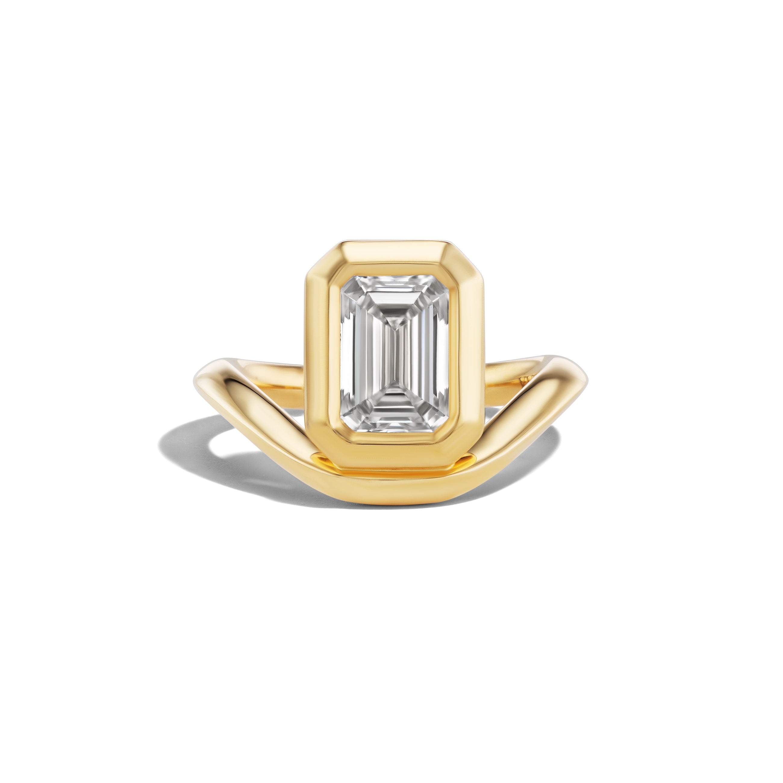 Glow Emerald Cut Ring on Curved Band