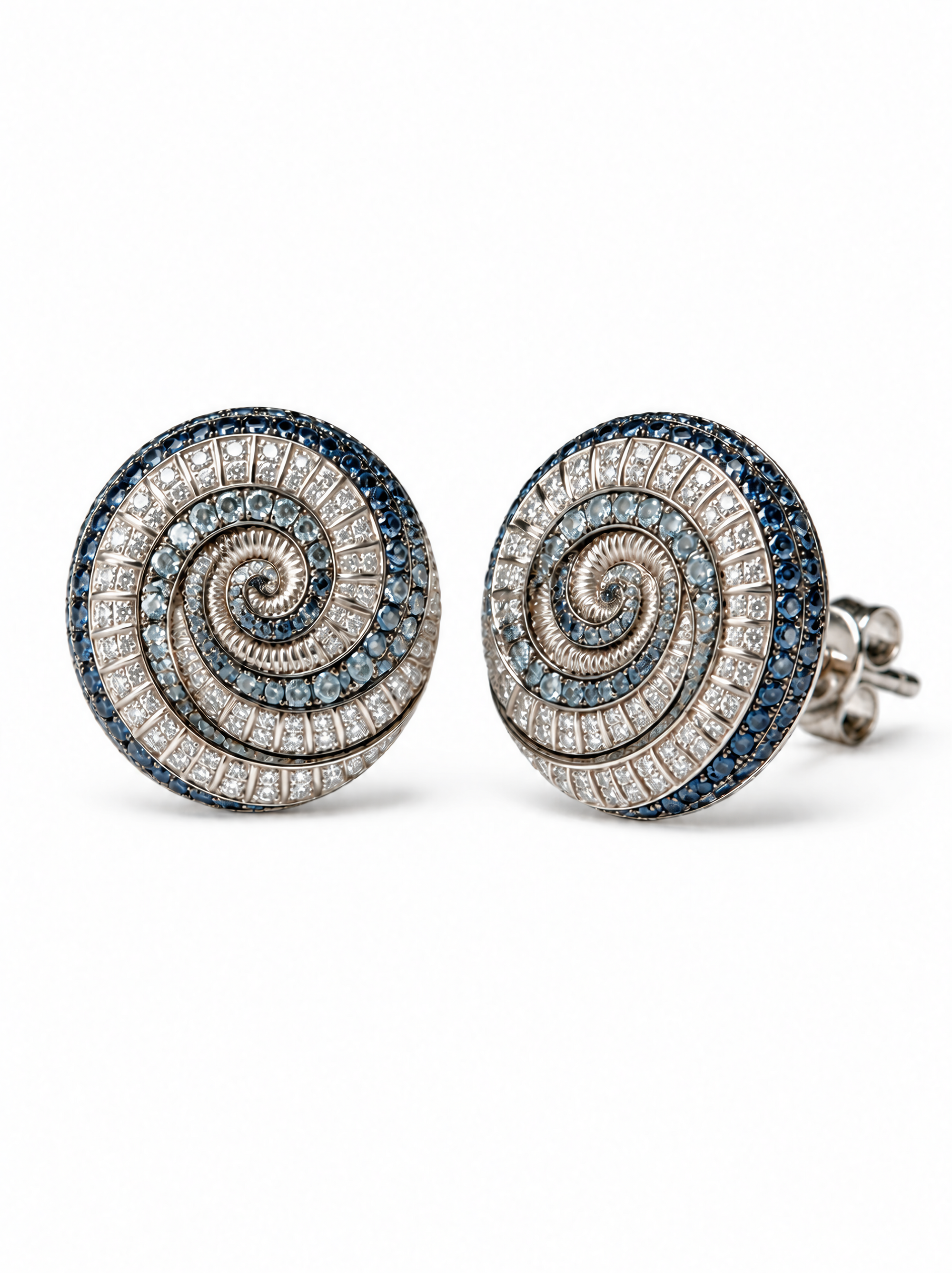 Naturalia Diamond and Sapphire Pavé Swirl Earrings