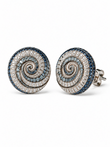 Naturalia Diamond and Sapphire Pavé Swirl Earrings