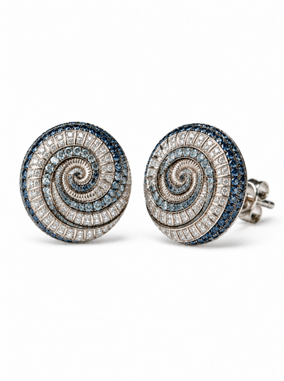 Naturalia Diamond and Sapphire Pavé Swirl Earrings