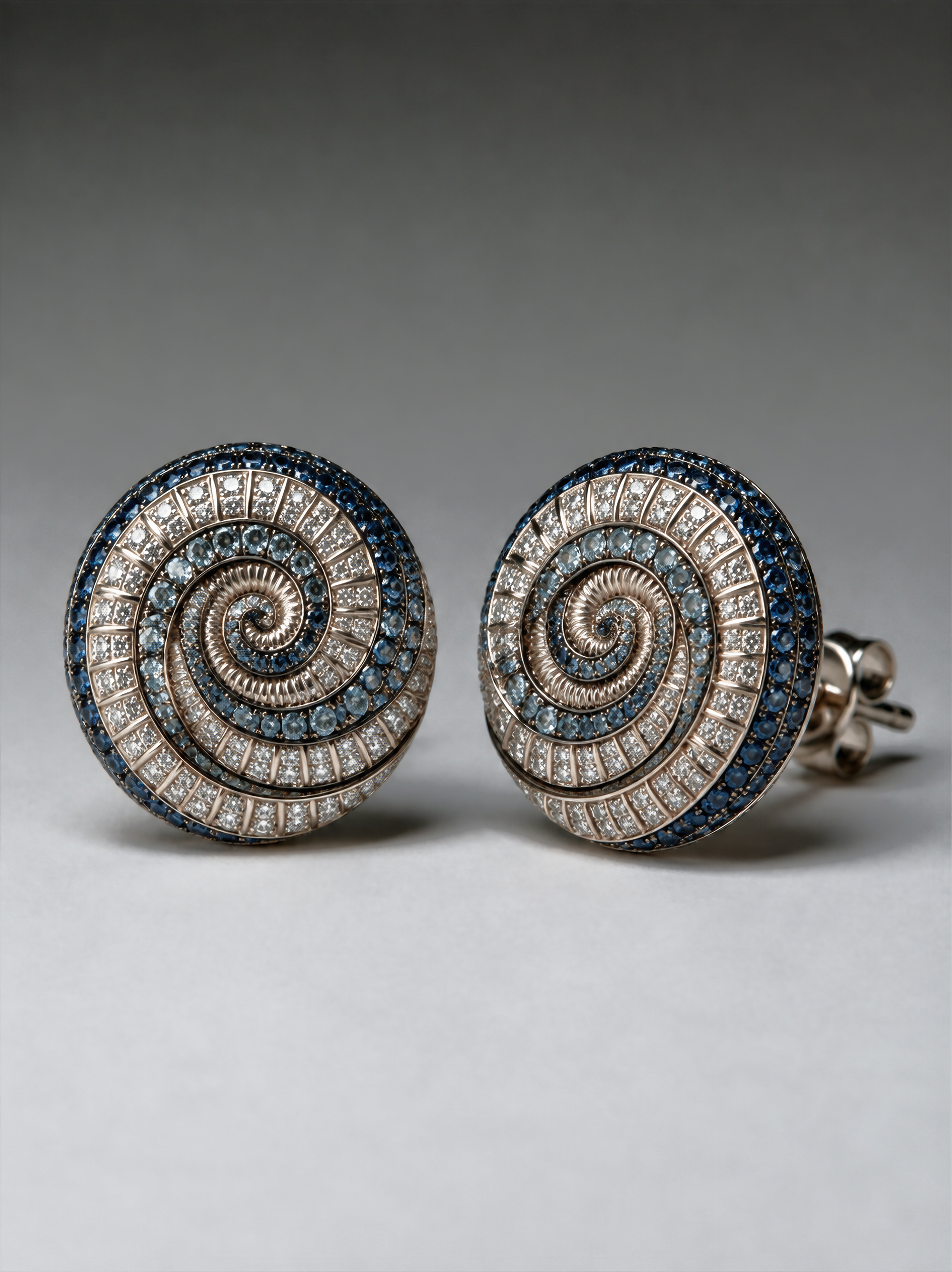 Naturalia Diamond and Sapphire Pavé Swirl Earrings