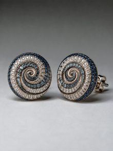 Naturalia Diamond and Sapphire Pavé Swirl Earrings