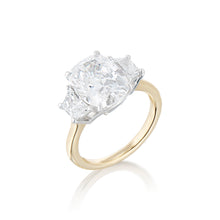 Three Stone Engagement Ring - Elongated Cushion