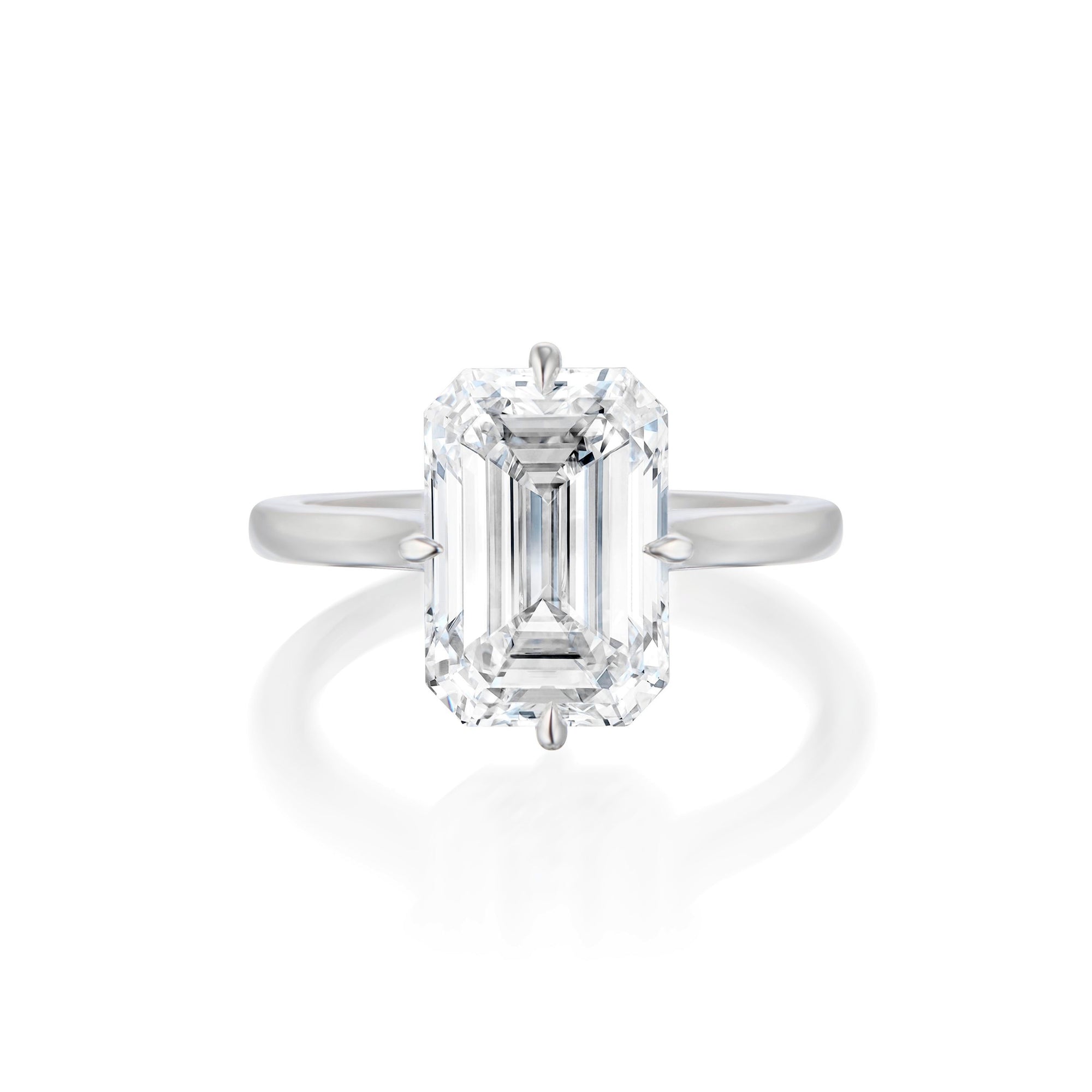 The Yves Solitaire- Emerald Cut Diamond with Compass Prongs