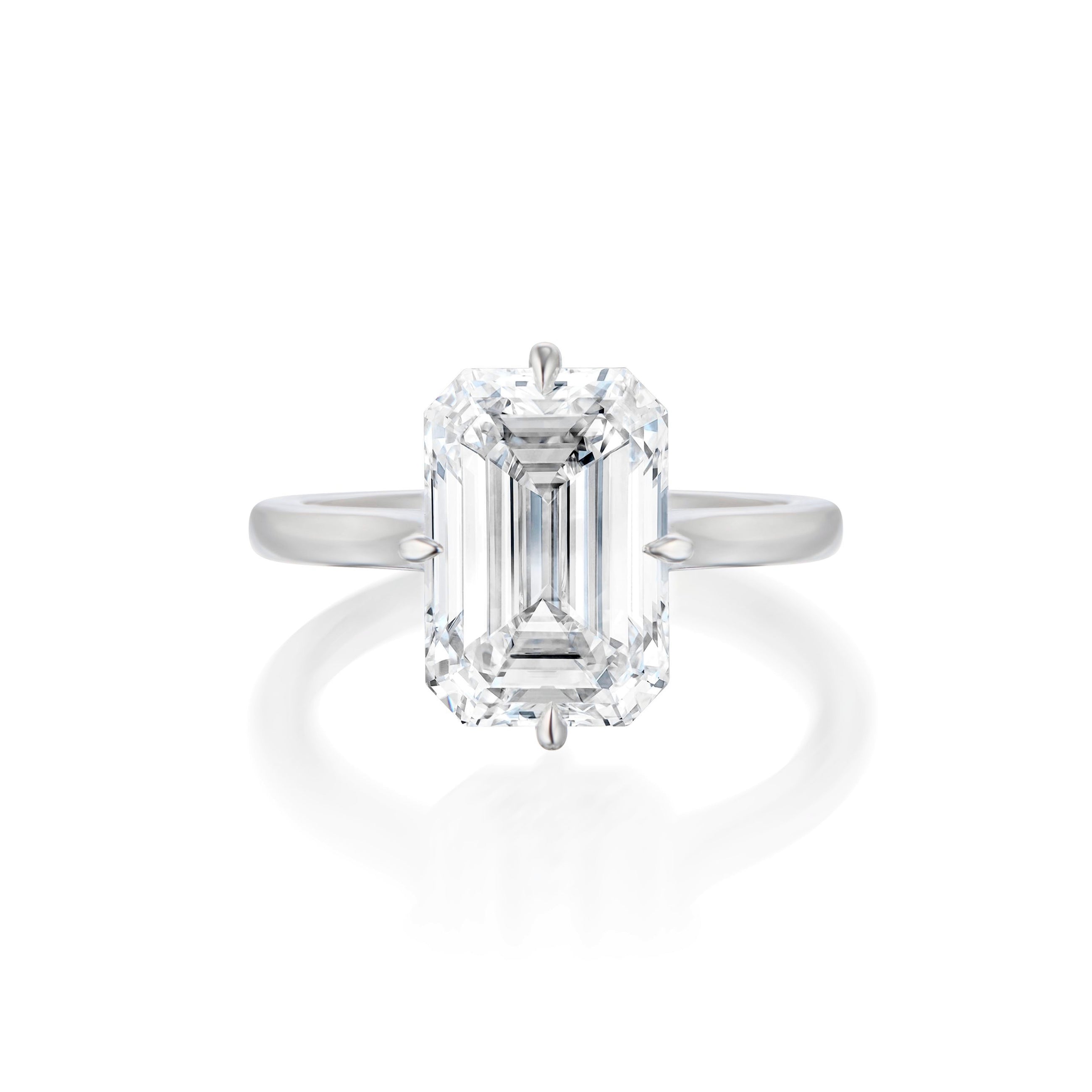 The Yves Solitaire- Emerald Cut Diamond with Compass Prongs