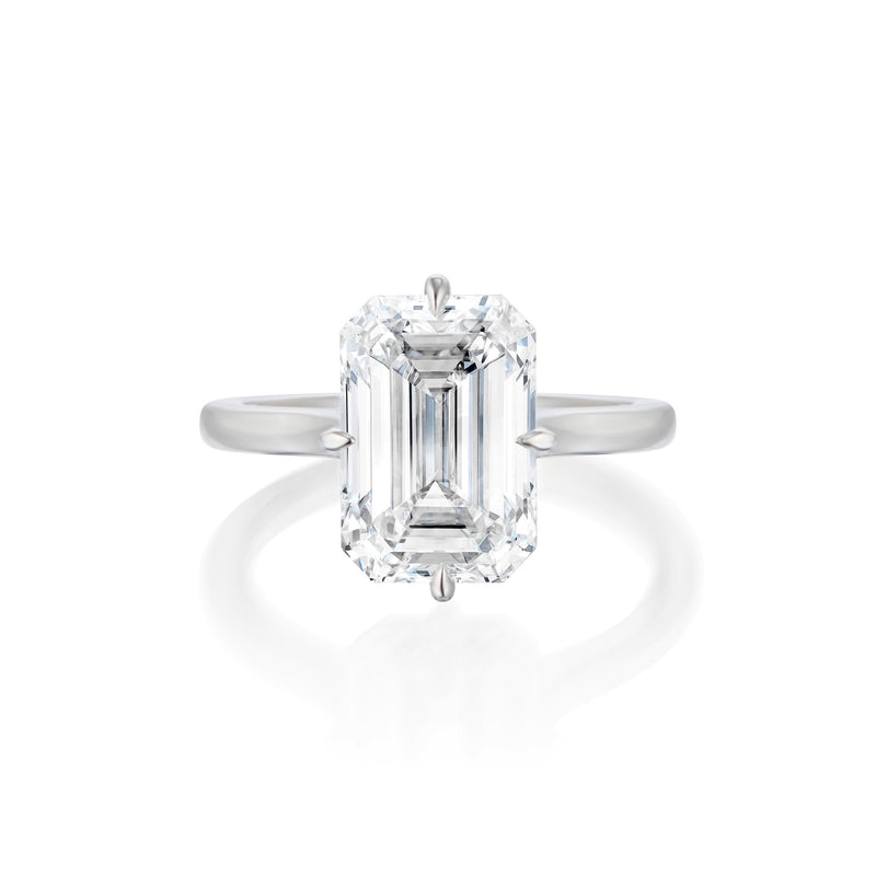 The Yves Solitaire- Emerald Cut Diamond with Compass Prongs