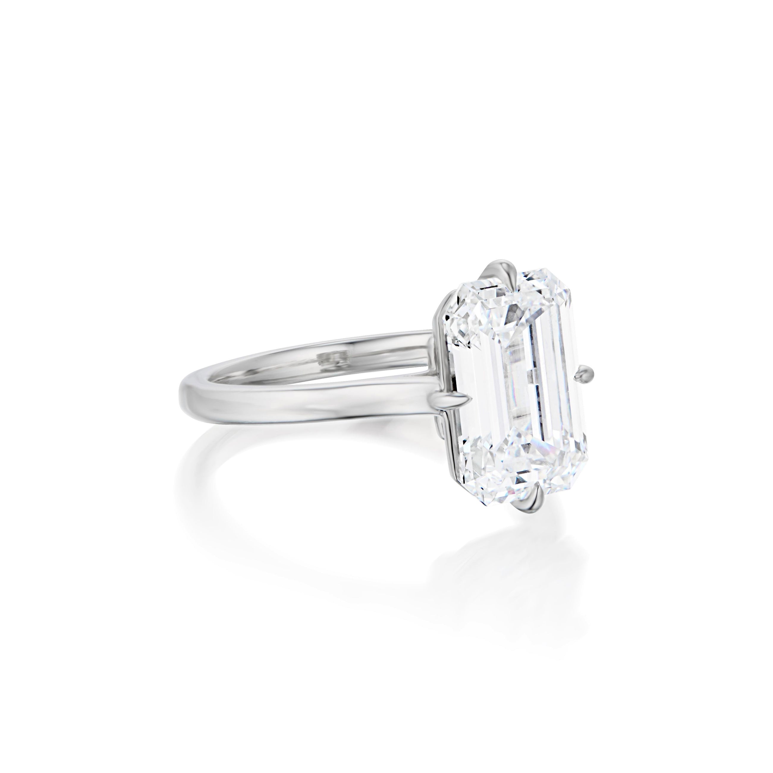 The Yves Solitaire- Emerald Cut Diamond with Compass Prongs