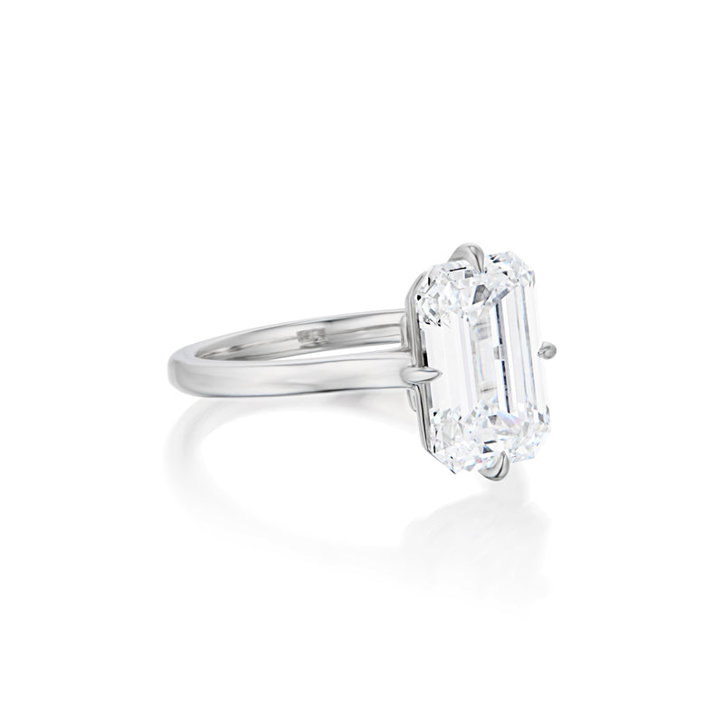 The Yves Solitaire- Emerald Cut Diamond with Compass Prongs