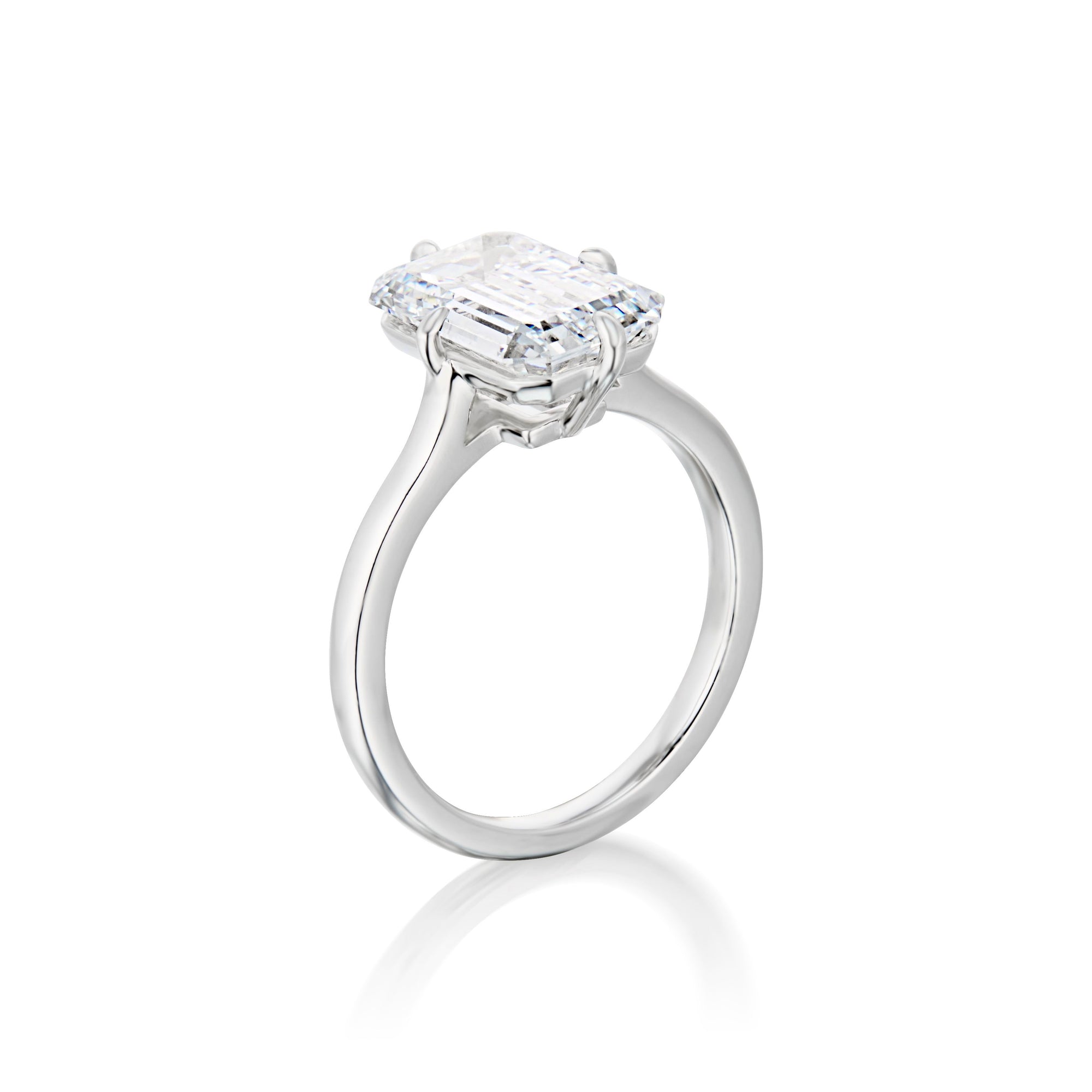 The Yves Solitaire- Emerald Cut Diamond with Compass Prongs