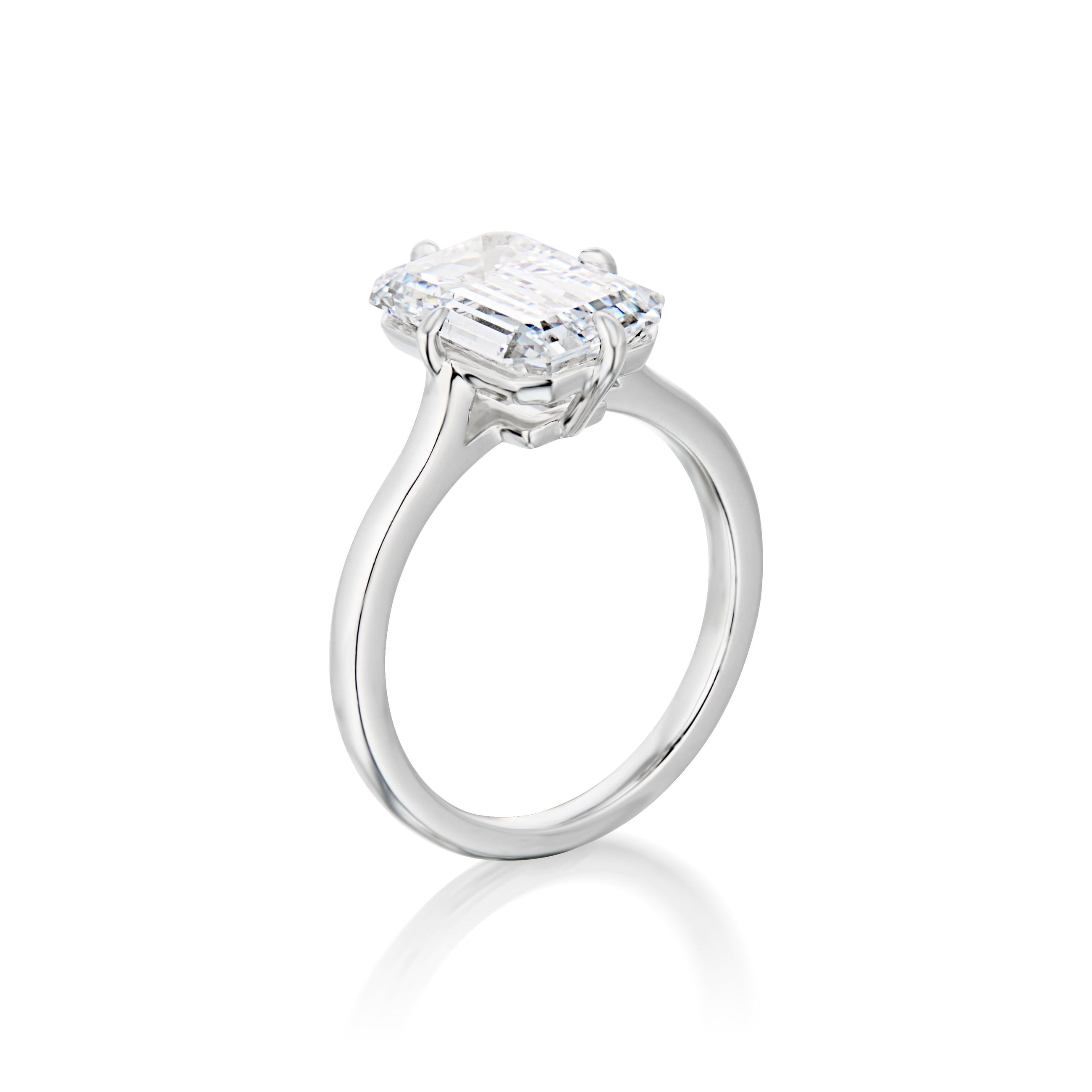 The Yves Solitaire- Emerald Cut Diamond with Compass Prongs
