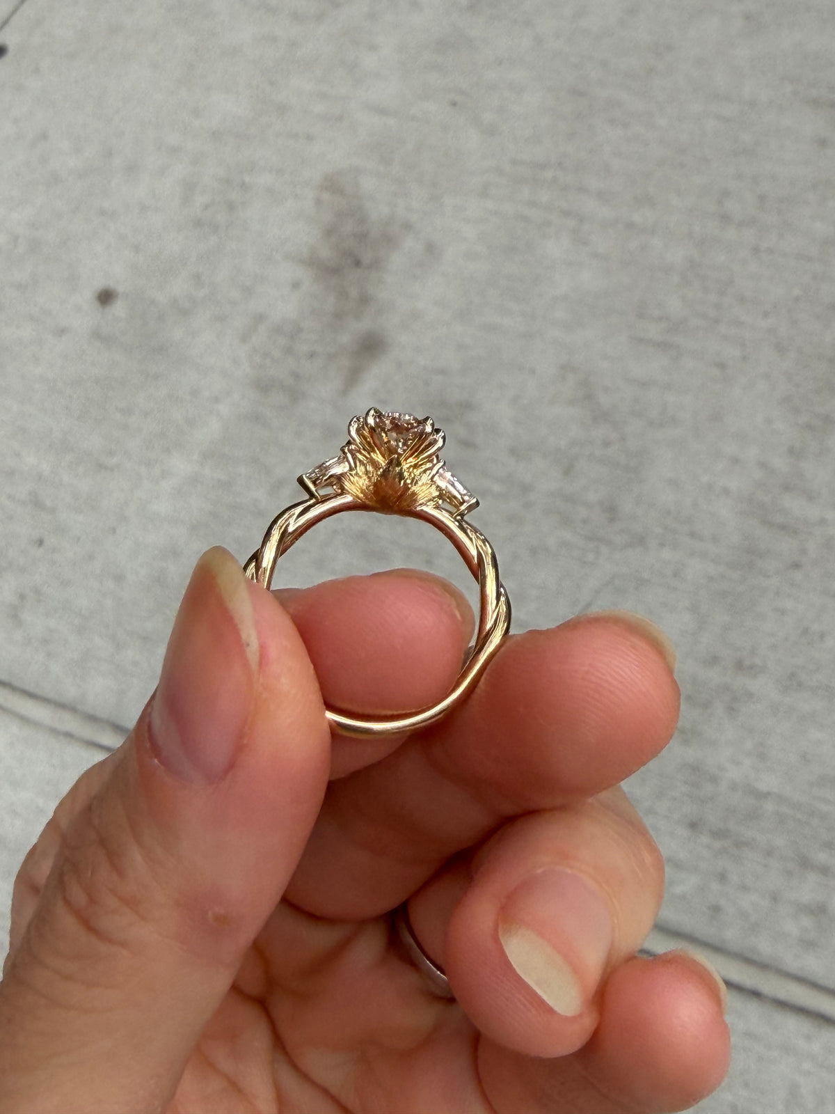 Lotus Basket Three Stone Ring