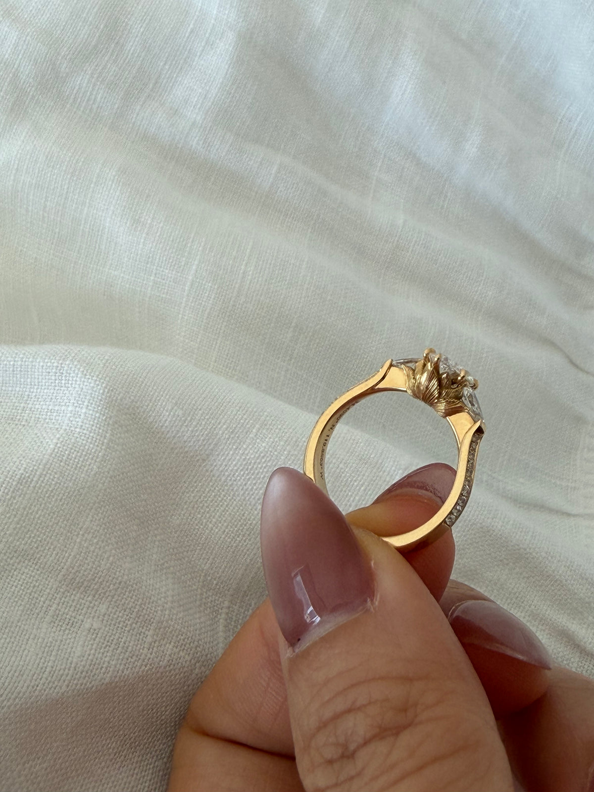 Lotus Basket Three Stone Ring