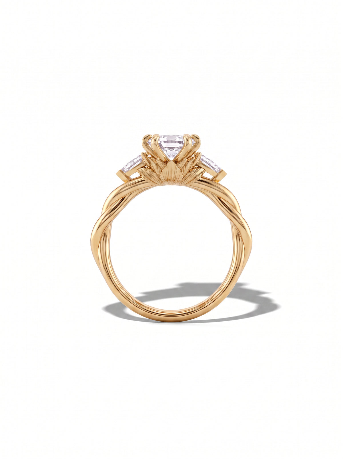 Lotus Basket Three Stone Ring