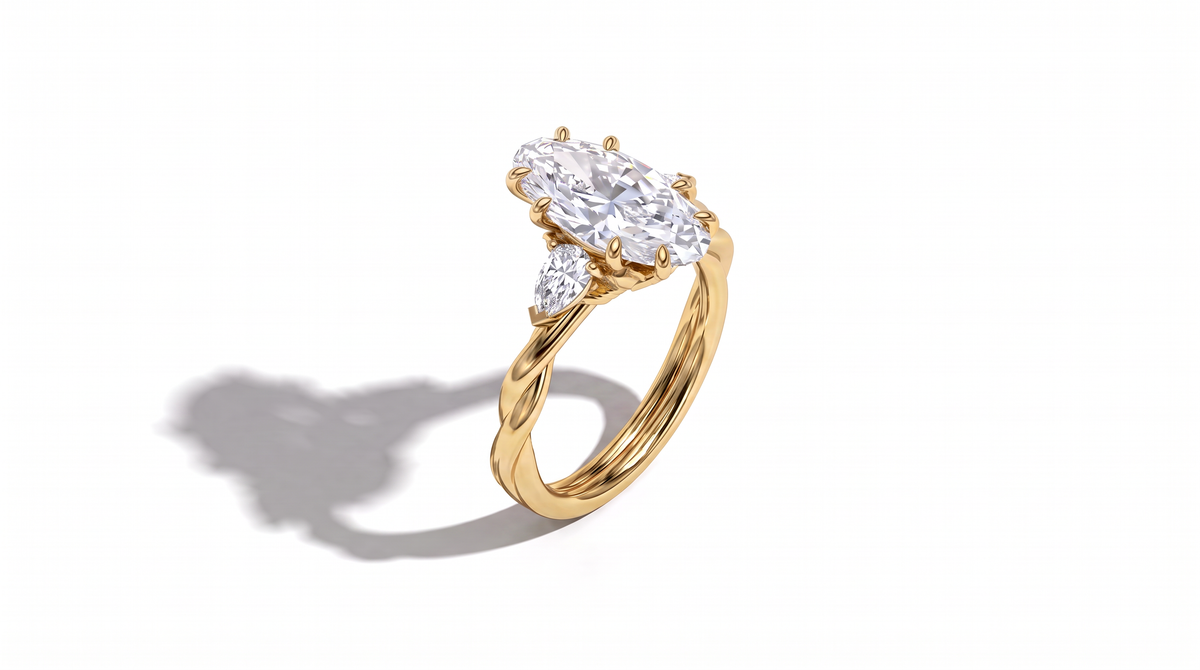 Lotus Basket Three Stone Ring