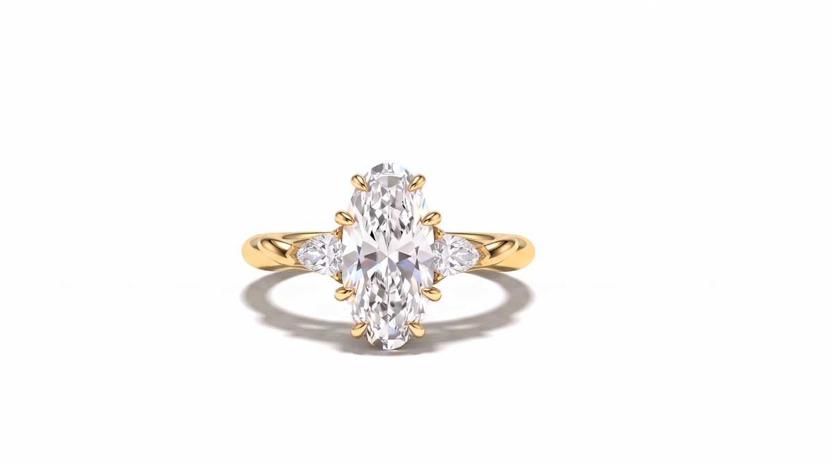 Lotus Basket Three Stone Ring