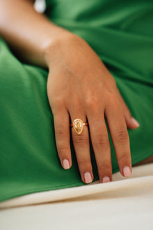 Step Yellow Brown Antique Pear Diamond Ring