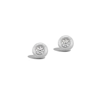 Tapestry White Gold Small Button Earrings