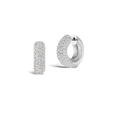 Tapestry White Gold Huggie Earrings