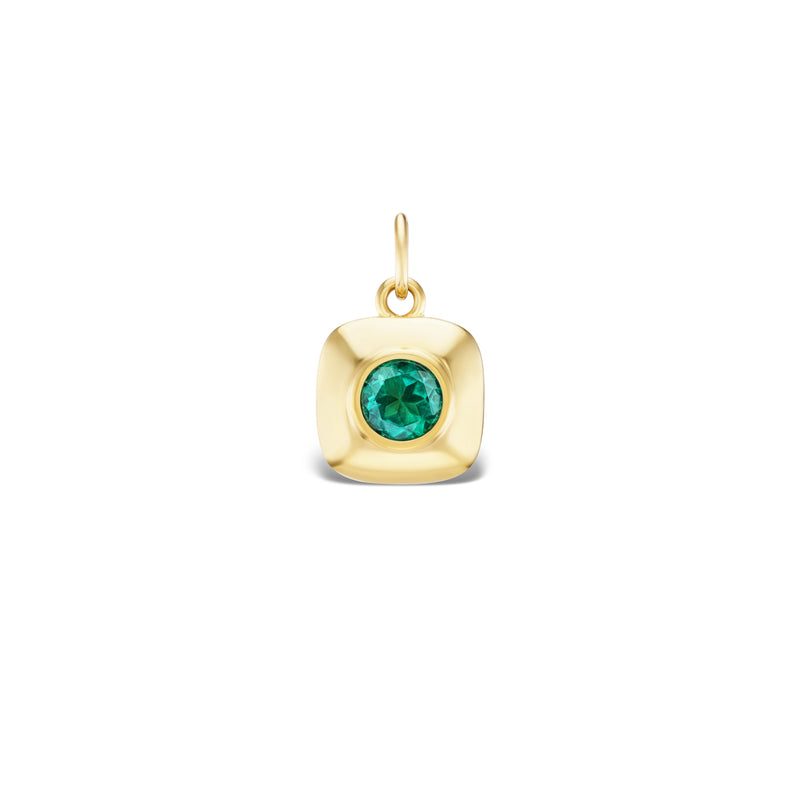 Gold and Emerald Button Necklace