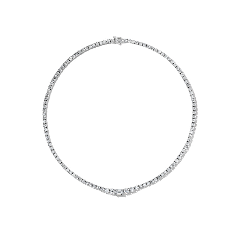 Yves Graduated Shared Prong Tennis Necklace