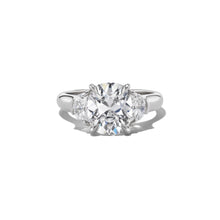 Yves Three Stone Ring – Old Mine with Half-Moon Side Stones