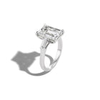 Three Stone Engagement Ring- Antique Emerald Cut Diamond