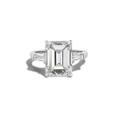 Yves Classic Three Stone Ring – Antique Emerald Cut Diamond