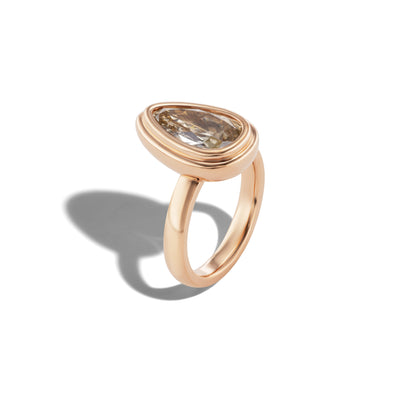 Step Yellow Brown Antique Pear Diamond Ring
