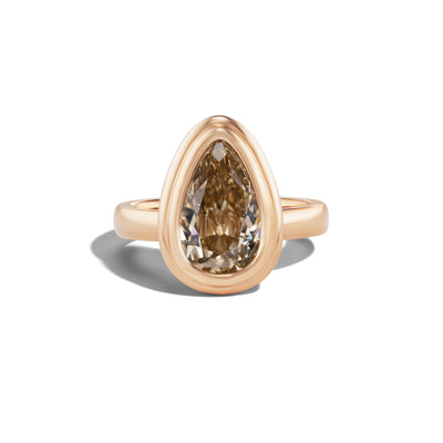 Step Yellow Brown Antique Pear Diamond Ring